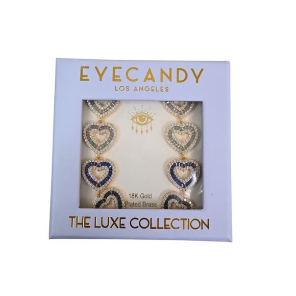 EYE CANDY LOS ANGELES Willow Hearts CZ Drop Earrings NEW - Picture 4 of 5